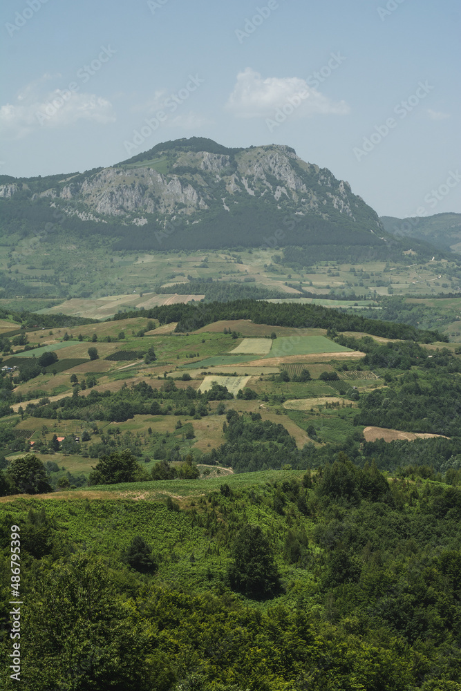 Fototapeta premium View on the valley in the foothills of the mountain