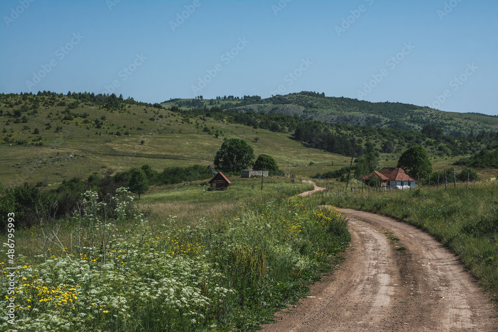 Beautiful countryside of Pešterska visoravan in south western Serbia