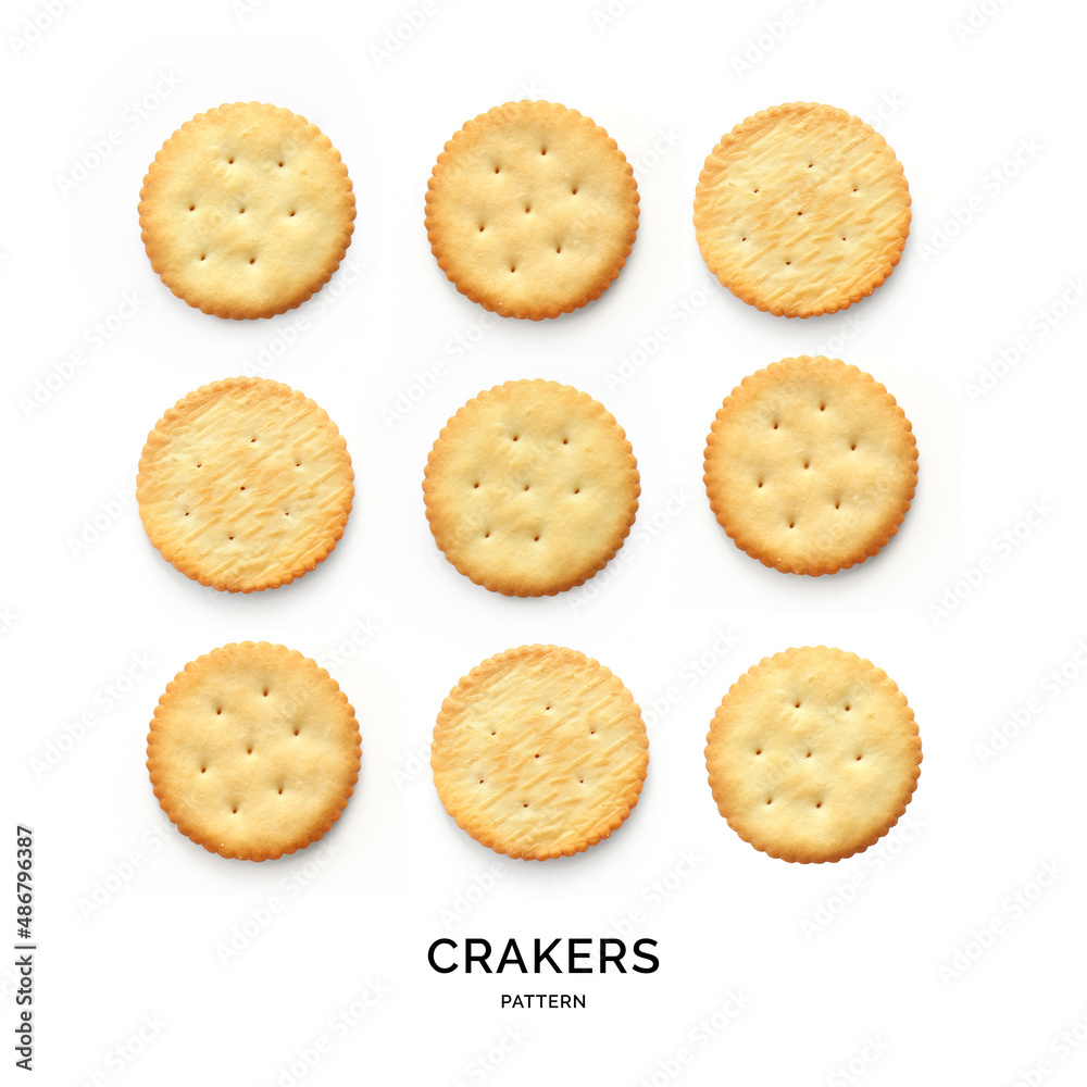 Seamless pattern with crackers. Abstract background. Cracker on the white background.