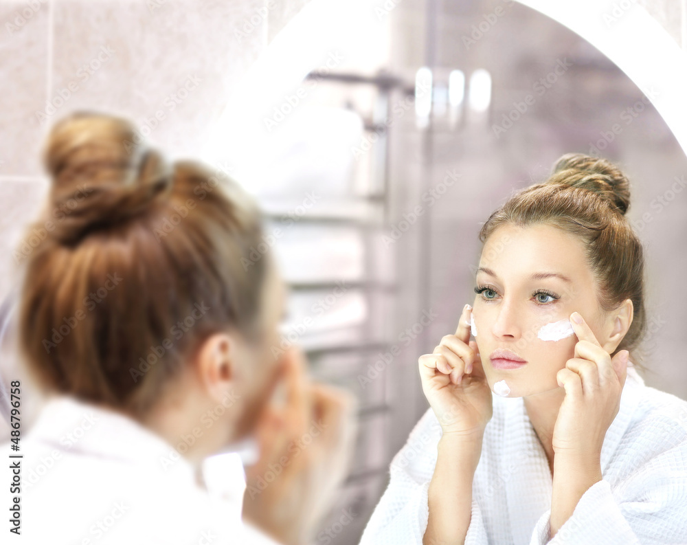 Applying the cream..Magic anti-aging cream. Applying the cream..Magic anti-aging cream.