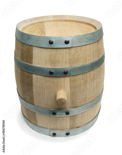 Oak barrel of a small capacity  on a white background