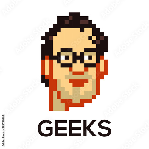 geeks pixels design element for logo, poster, card, banner, emblem, t shirt. Vector illustration
