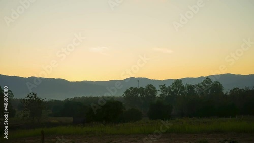 Sunrise in the morning with mountains