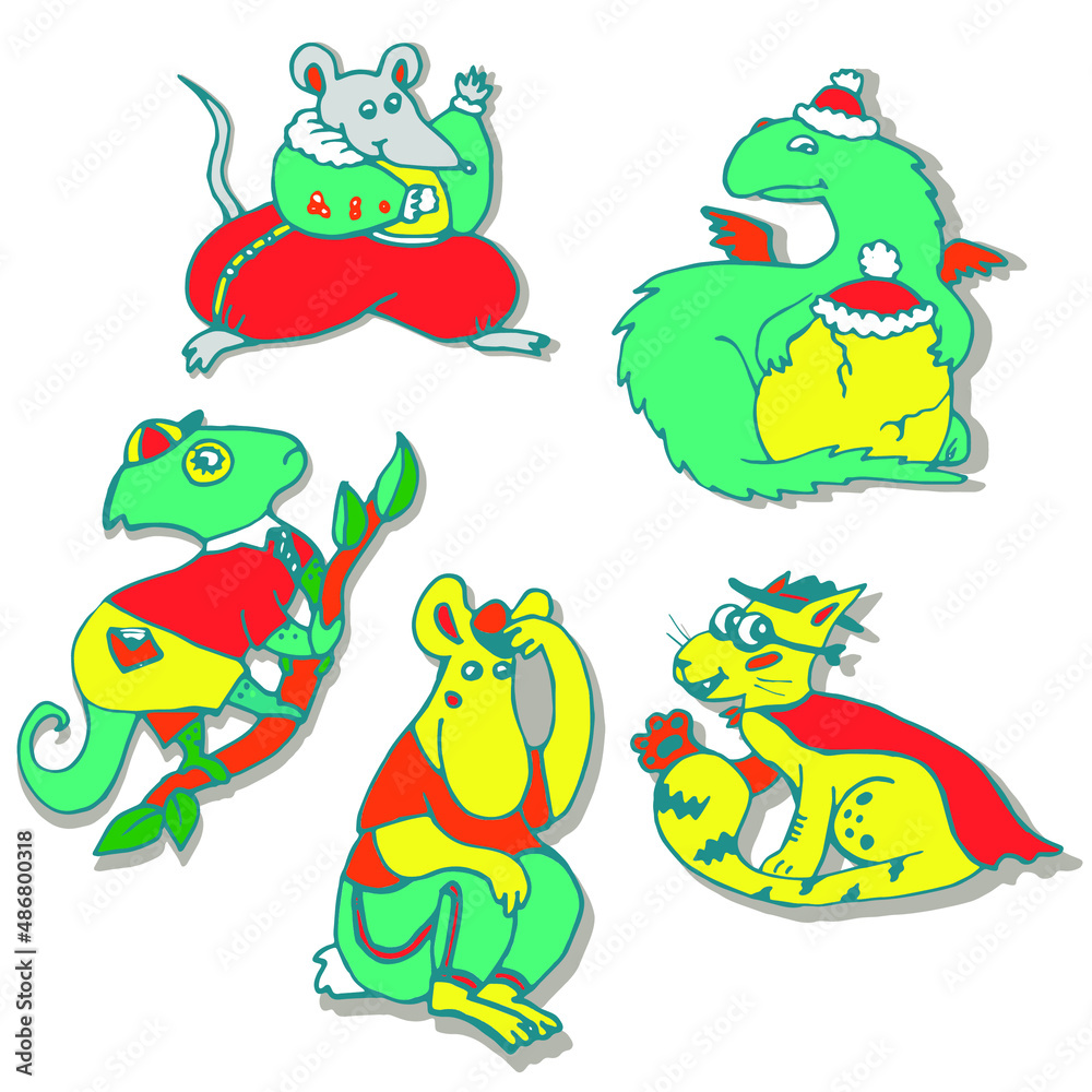 Obraz premium set of funny animal boys