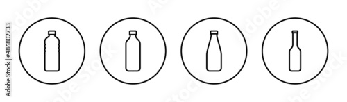 Bottle icons set. bottle sign and symbol