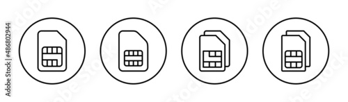 Sim card icons set. dual sim card sign and symbol