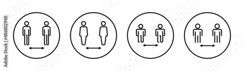 Social distance icons set. social distancing sign and symbol. self quarantine sign