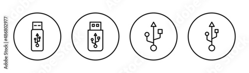 Usb icons set. Flash disk sign and symbol. flash drive sign.