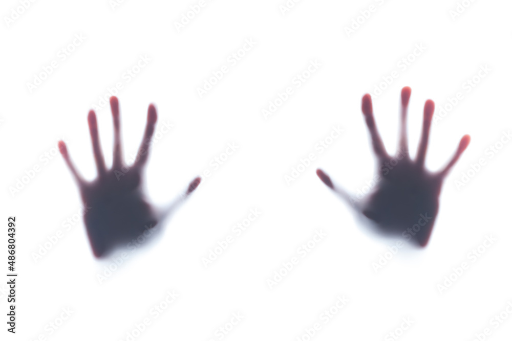 Imprint of human hands with effect of blurring and filling with bright light Imprint of human hands with effect of blurring and filling with bright light