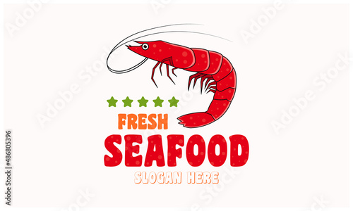vector graphic illustration shrimp logo with vintage color is good for your business logo