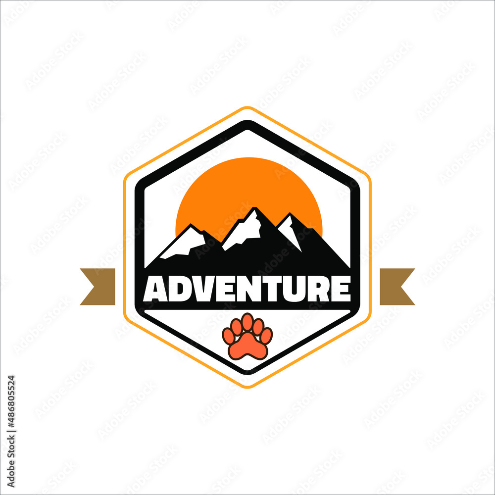 simple business logo about adventure in mountain nature,camping and survival