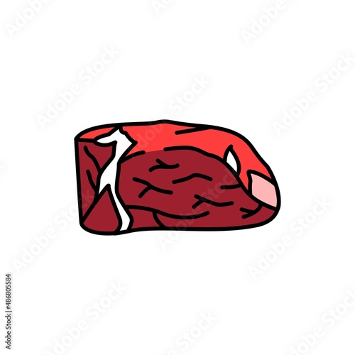 Roast beef color line icon. Cutting meat. Pictogram for web page, mobile app, promo.