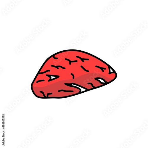 Beef rump color line icon. Cutting meat.