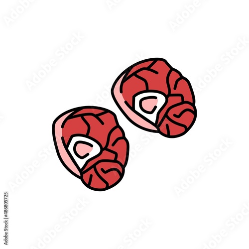 Beef shank color line icon. Cutting meat. Pictogram for web page, mobile app, promo.