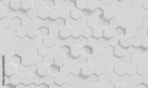 Fototapeta Naklejka Na Ścianę i Meble -  3D Rendering Top View Numerous Hexagon 3D illustration Background