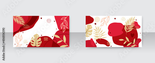 Happy Valentine s Day greeting cards. Trendy abstract square art templates. Suitable for social media posts  mobile apps  banners design and web internet ads. Vector fashion backgrounds.