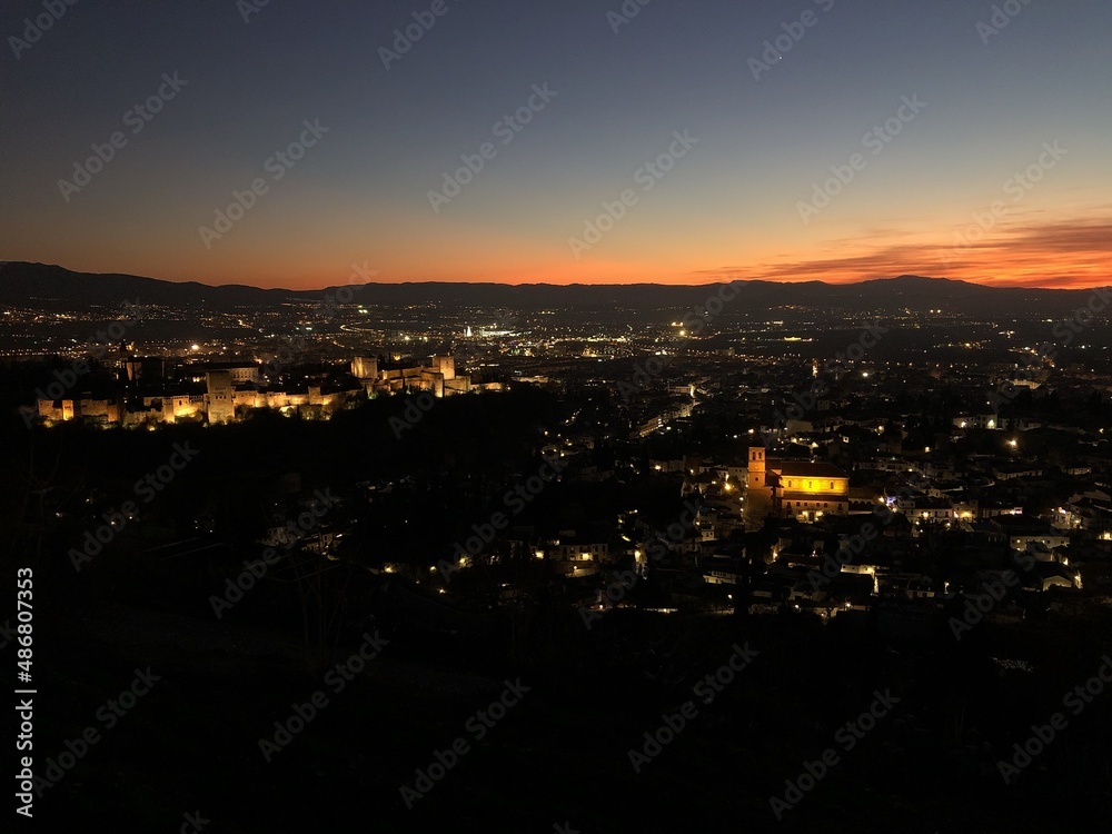 [Spain] Night view of The Albaicín seen from the hill of The Albaicín  (Granada)