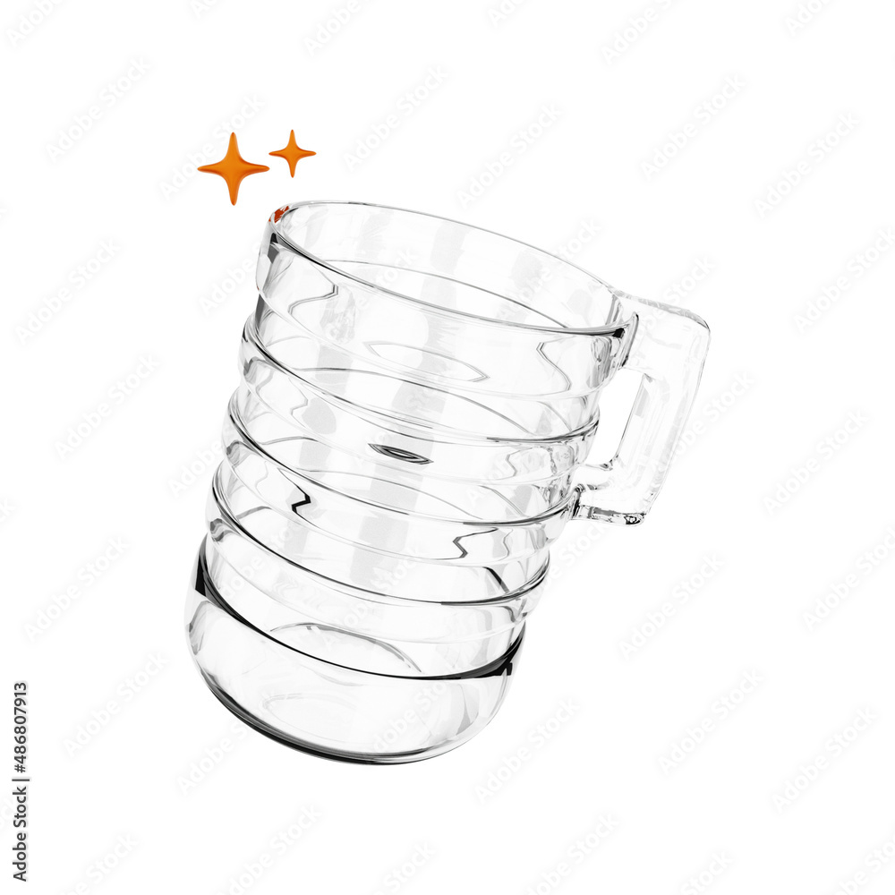 glass cup kitchen icon 3d rendering