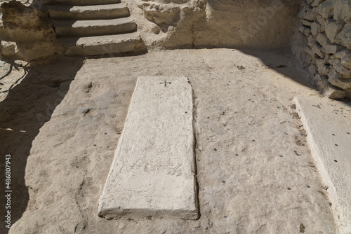 Cemetery in Aladzha Orthodox cave monastery in Golden Sands Nature Park, Bulgaria photo