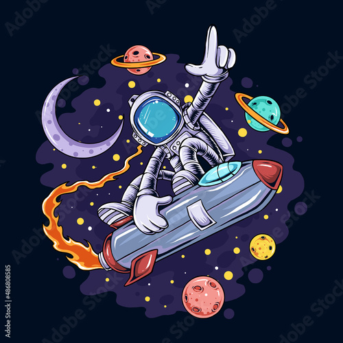 vintage cartoon astronaut in space