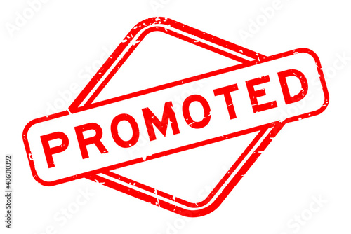 Grunge red promoted word rubbber seal stamp on white background