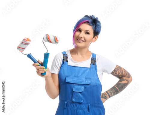 Female painter with bright ...
