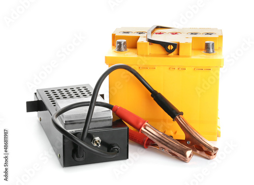 Modern car battery with tes...