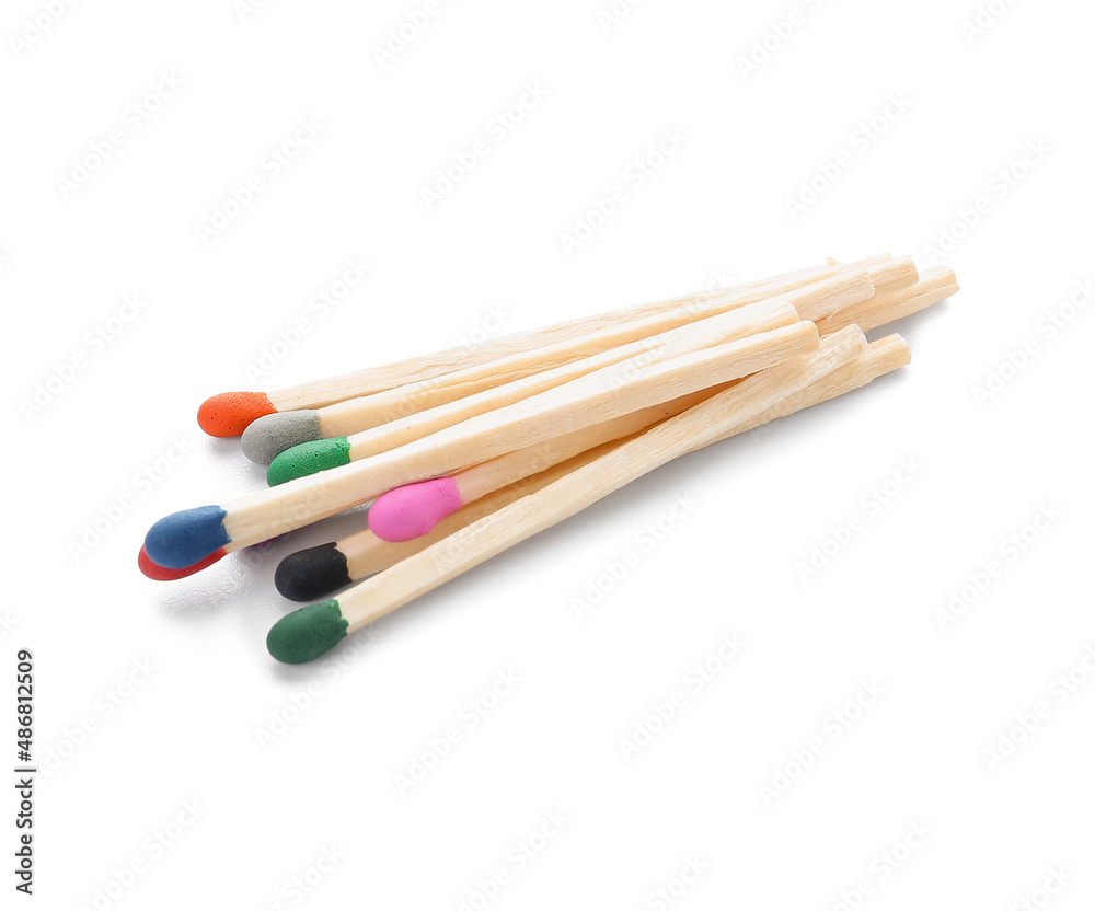 Different new matchsticks on white background Different new matchsticks on white background