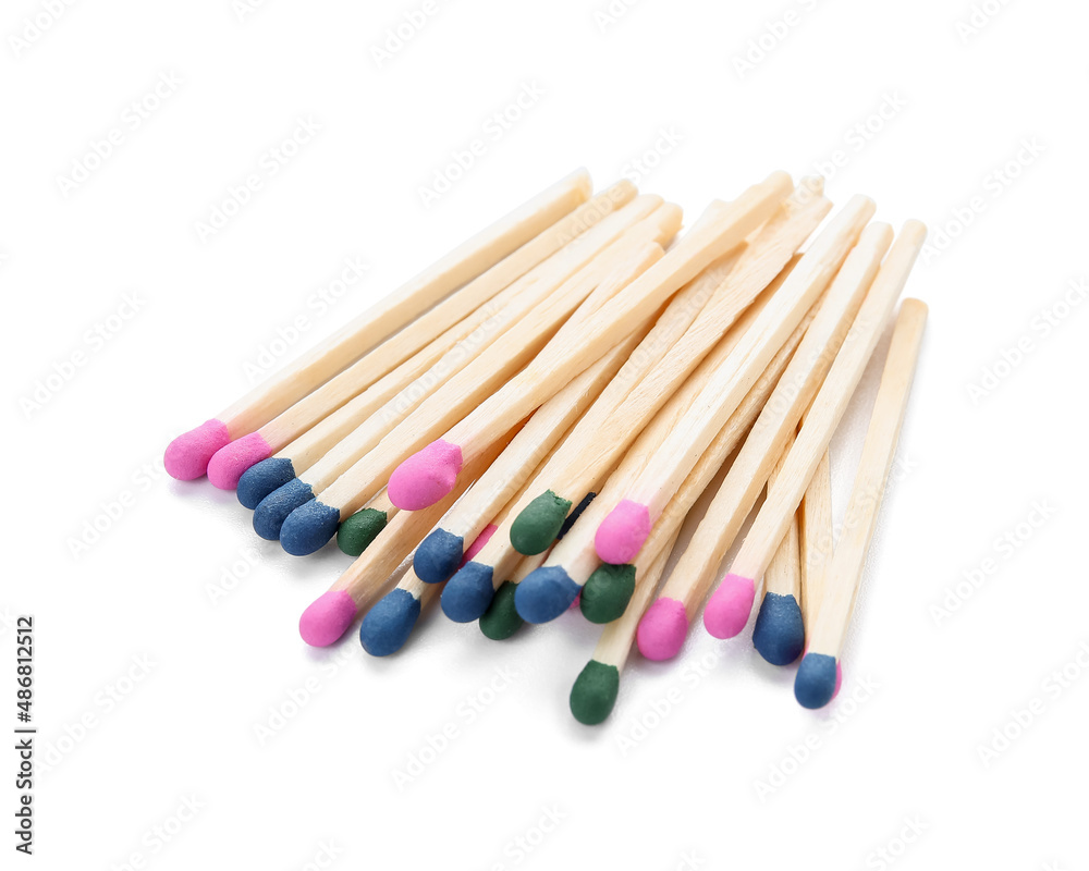 Different new matchsticks on white background Different new matchsticks on white background