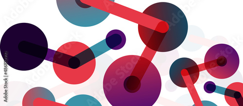 Abstract background. Round dots connected by lines. Trendy techno business template for wallpaper, banner, background or landing