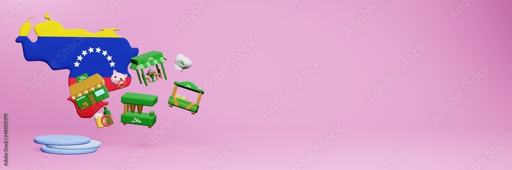 3d rendering of halal restaurants and places to eat in Venezuela for Eid Al Fitri, Eid Al Adha and Ramadan