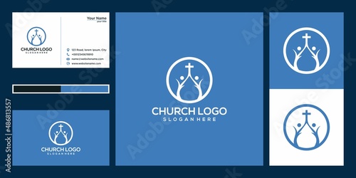 church with people logo design