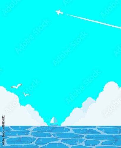 シンプルな海の風景イラスト