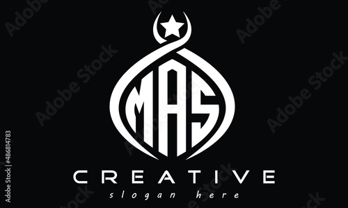 MAS three letters monogram curved oval initial logo design, minimalist modern creative logo, vector template