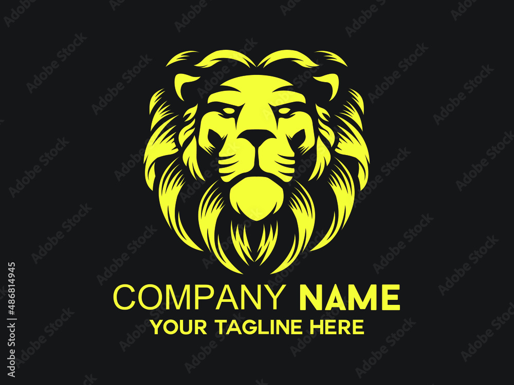 lion head logo is dashing and fierce 
