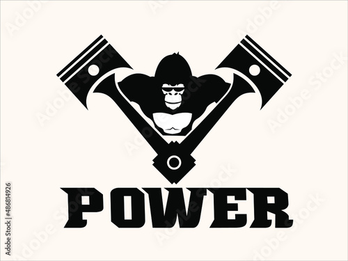 pistone logo with gorilla symbol full of power  photo