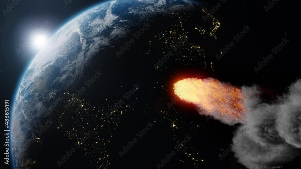 Asteroid, comet, meteorite glows, Collision with the planet earth
