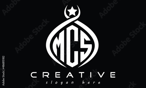MCS three letters monogram curved oval initial logo design, minimalist modern creative logo, vector template
