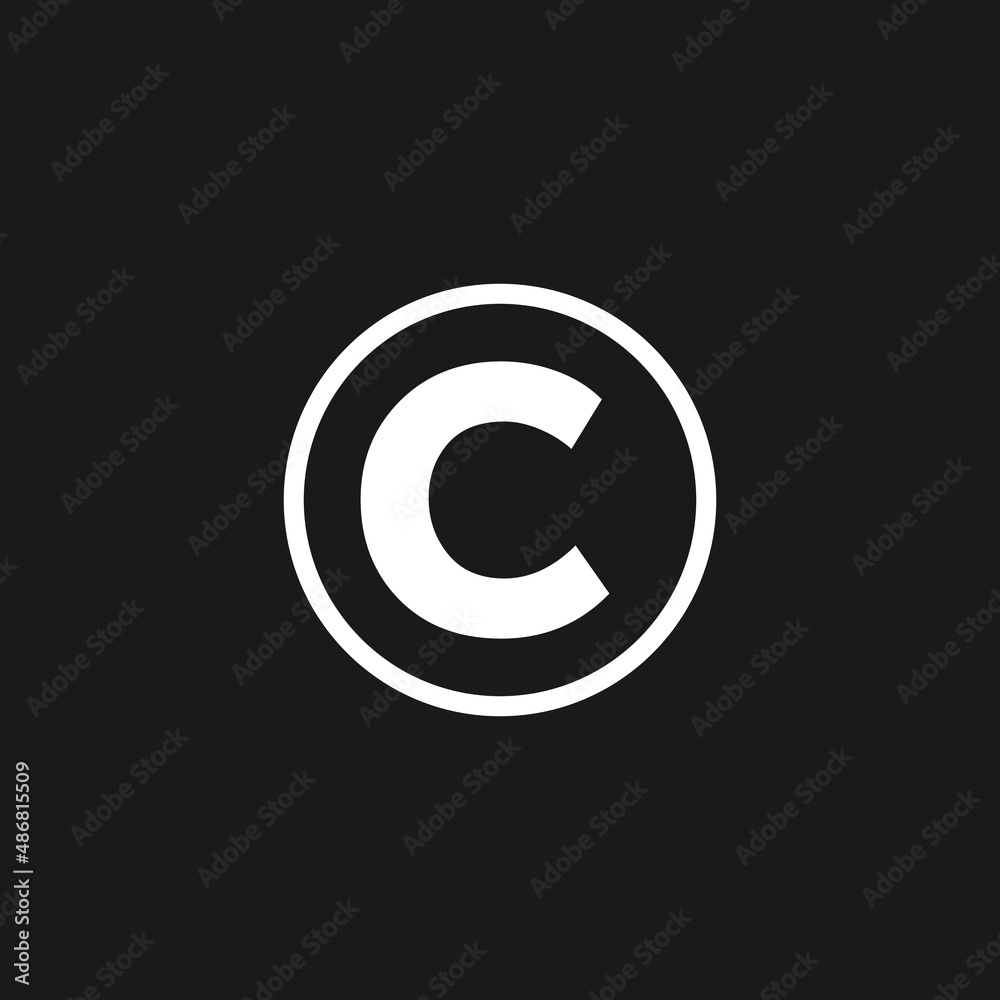 Copyright symbol, sign, sticker. Design element for retrowave, synthwave projects. The 1980s aesthetics. Retrowave, synthwave black and white vector Copyright symbol, sign, sticker. Design element for retrowave, synthwave projects. The 1980s aesthetics. Retrowave, synthwave black and white vector