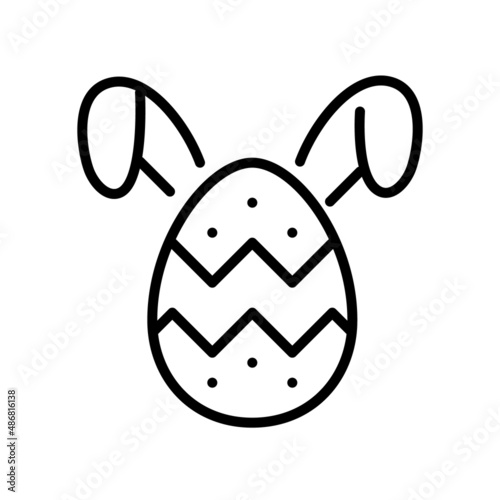 Fototapeta Naklejka Na Ścianę i Meble -  Easter egg with rabbit ears. Pixel perfect, editable stroke icon