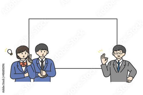 説明する先生と考えている生徒のイラスト素材