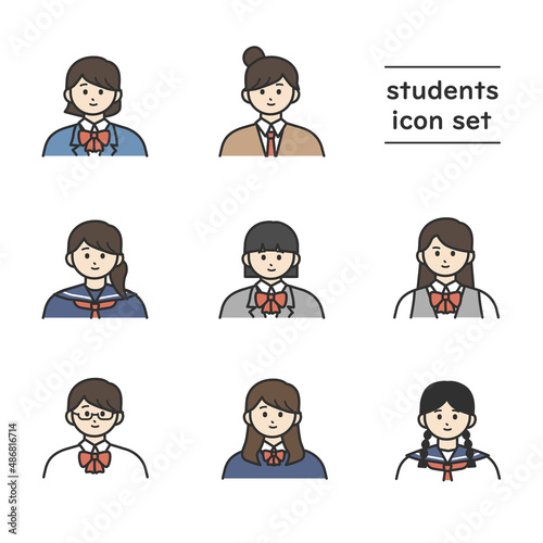 様々な制服を着た女の子のイラスト素材