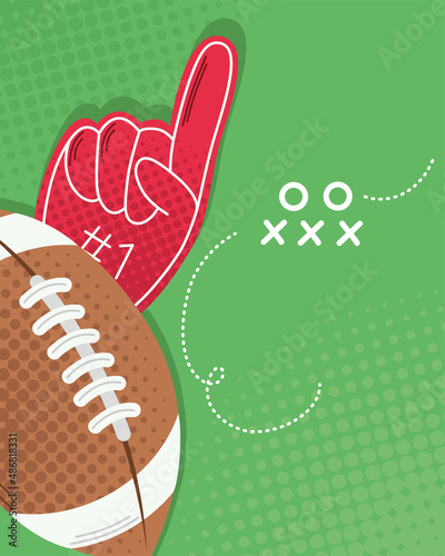 american football balloon and golve