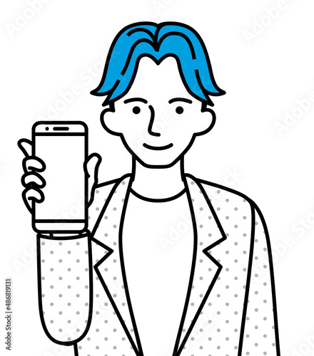 スマートフォンを持つ若い男性