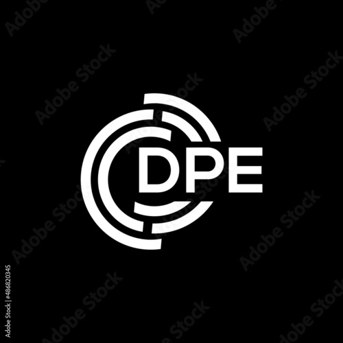 DPE letter logo design on black background. DPE creative initials letter logo concept. DPE letter design. photo