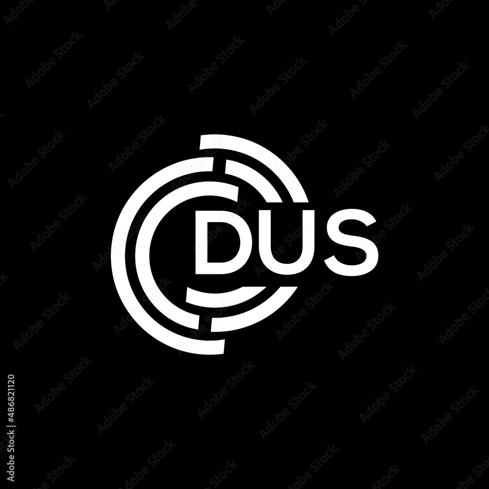 Obraz premium DUS letter logo design on black background. DUS creative initials letter logo concept. DUS letter design.