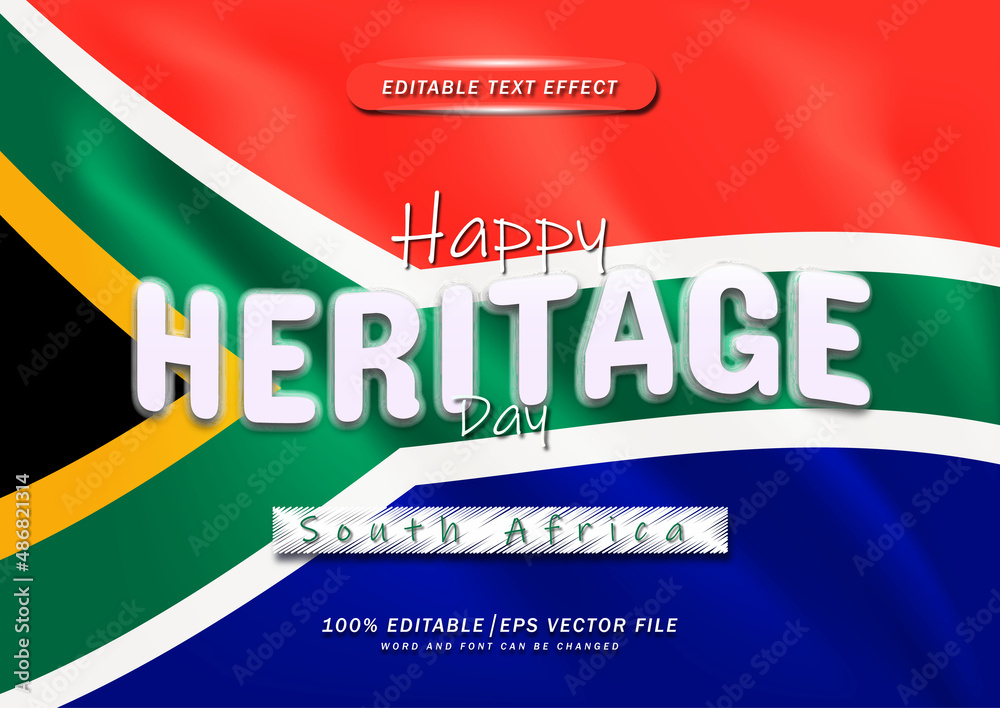 Happy heritage day 3d text style effect. editable font effect. Stock ...