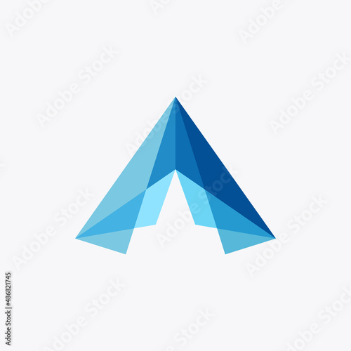 The letter A is futuristic and sophisticated abstract. Suitable for technology companies.