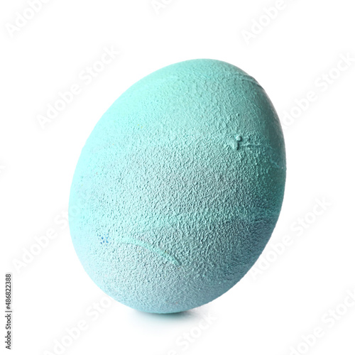 Blue Easter egg on white background