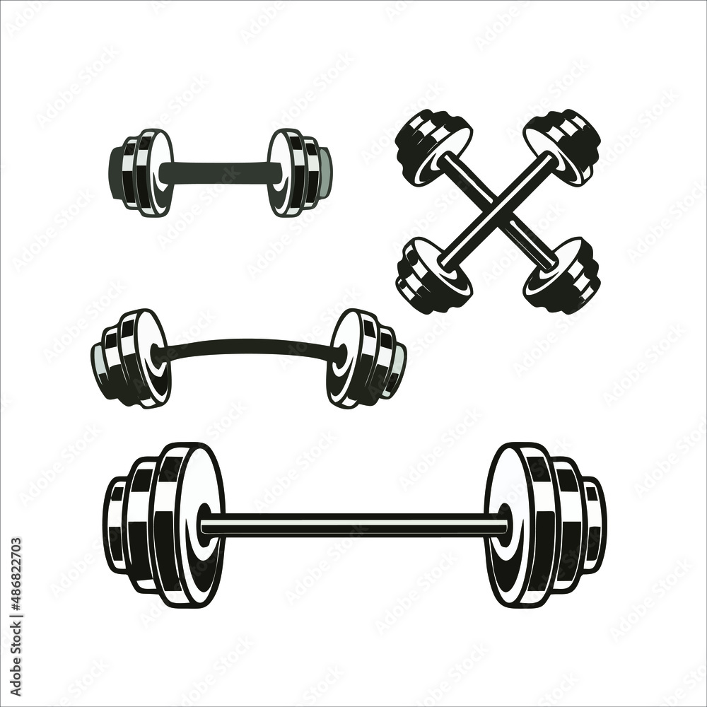 The barbell icon is isolated on the white background from the gym and ...